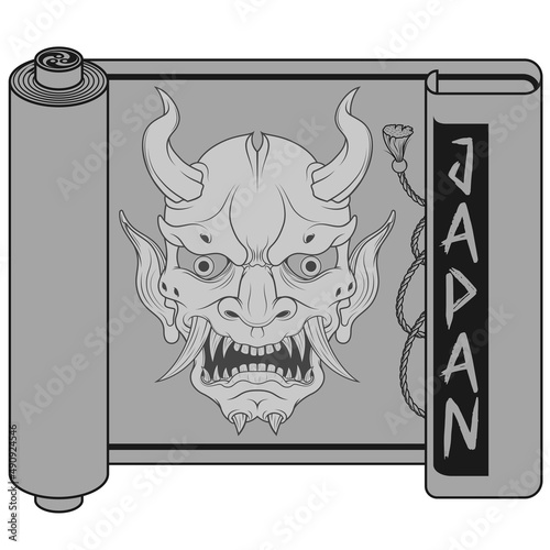 Japanese scroll with Demon Oni
