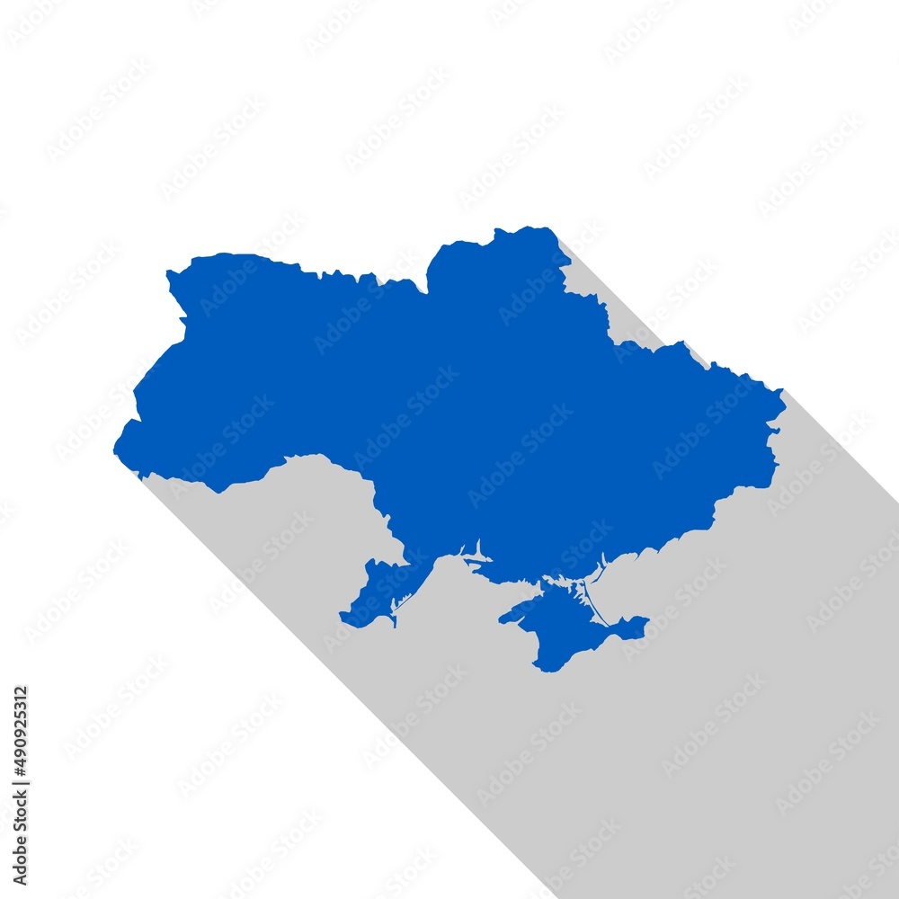 Vector Illustration of the Map of Ukraine with long shadow