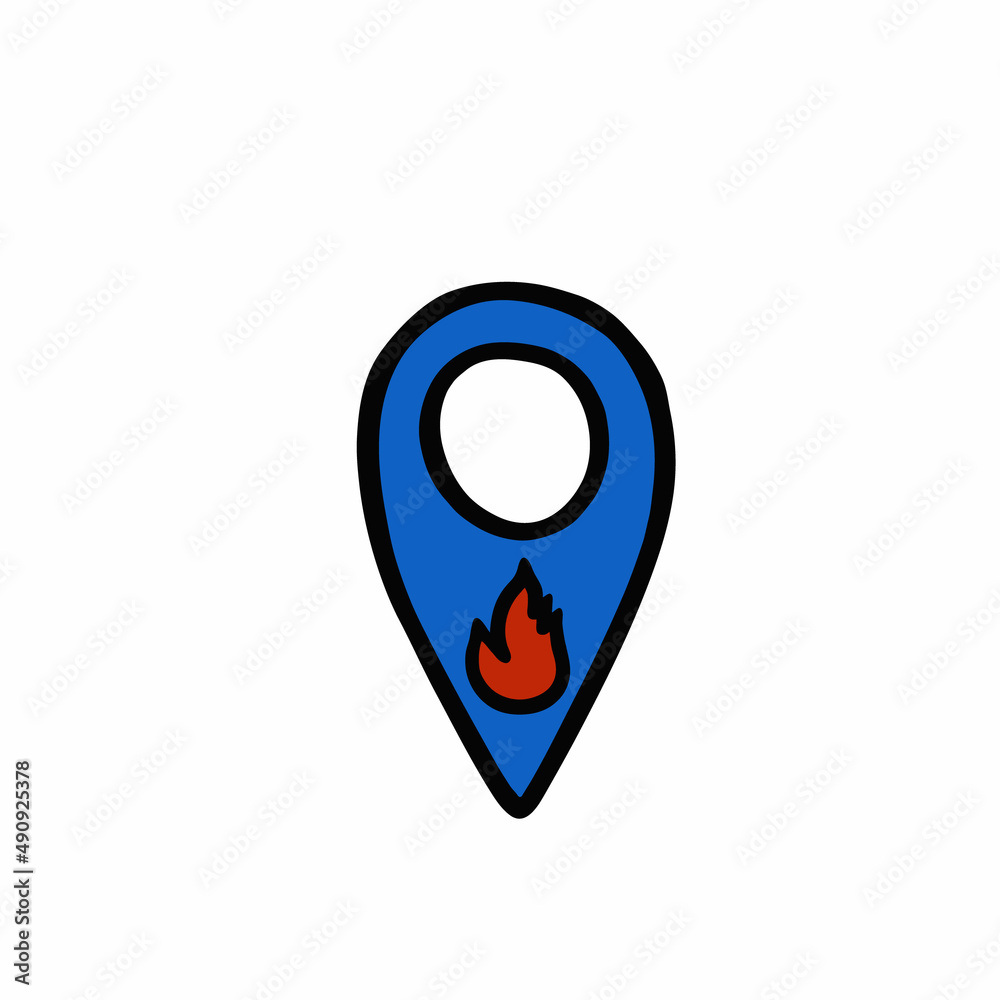 Map pointer with fire flame Destruction logo icon sign Navigation symbol emblem Hand drawn Doodle cartoon design Game style Fashion print clothes apparel greeting invitation card cover flyer poster ad Map pointer with fire flame Destruction logo icon sign Navigation symbol emblem Hand drawn Doodle cartoon design Game style Fashion print clothes apparel greeting invitation card cover flyer poster ad