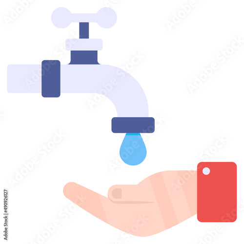 Hand with water tap showcasing ablution icon

