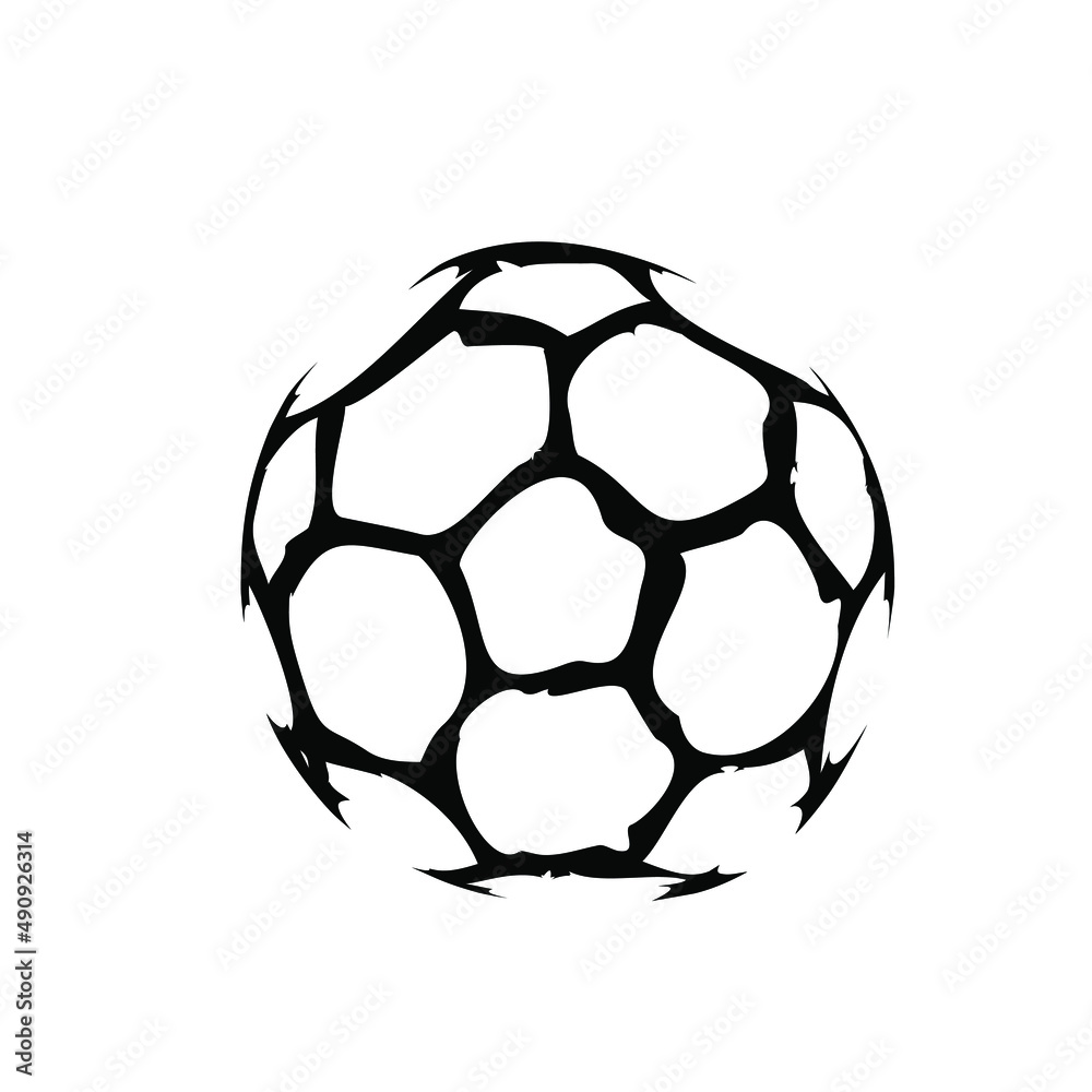 Fototapeta premium Soccer ball icon logo sign Hand drawn ink sketch template Sport emblem Decorative element Modern abstract design style Fashion print clothes apparel greeting invitation card banner poster cover ad