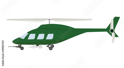 Green military helicopter. vector illustration