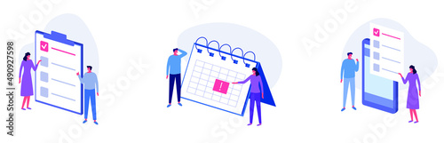 Vector set with icons for working with the checklist.