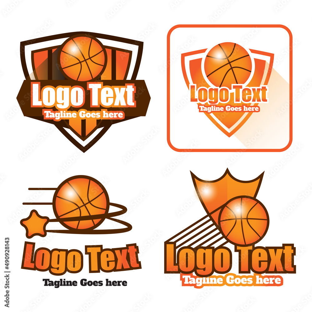 Basketball logo template set vector illustration with dummy text on white background.