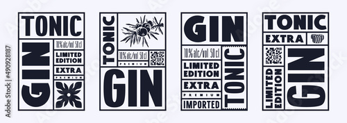 Set of template label for gin tonic