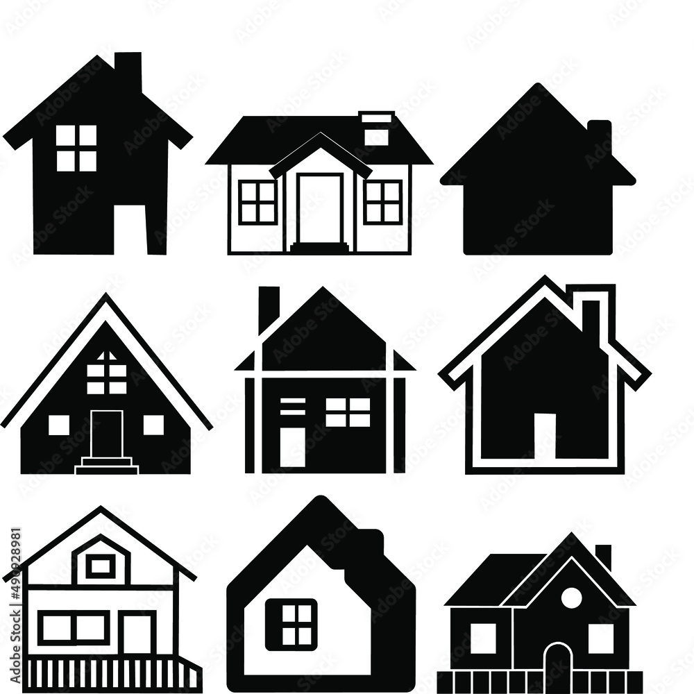 a set of residential buildings icons a set of residential buildings icons