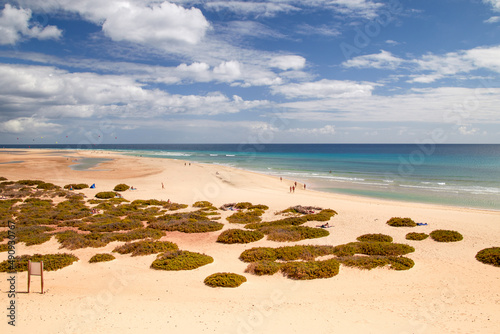 The wonderful sandy beach and lagoon of Risco del Paso on the east coast of Fuerteventura