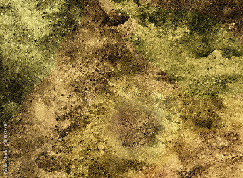 Mottled camouflage background with natural colors of the earth's surface. The illustrated earth's natural surface is frosted and effectively textured.