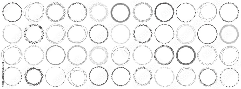 set of gray colored round frames - vector design elements