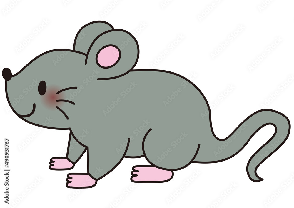 Fototapeta premium ねずみ,ネズミ,鼠,動物,動物園,可愛い,かわいい,十二支,干支,子年,小動物,アニマル,哺乳類,デフォルメ,手描き,単品,シンプル,生き物,小さい,マウス,子供向け,キャラクター,生物,飼育,サファリパーク,アイコン,草食動物,イラスト