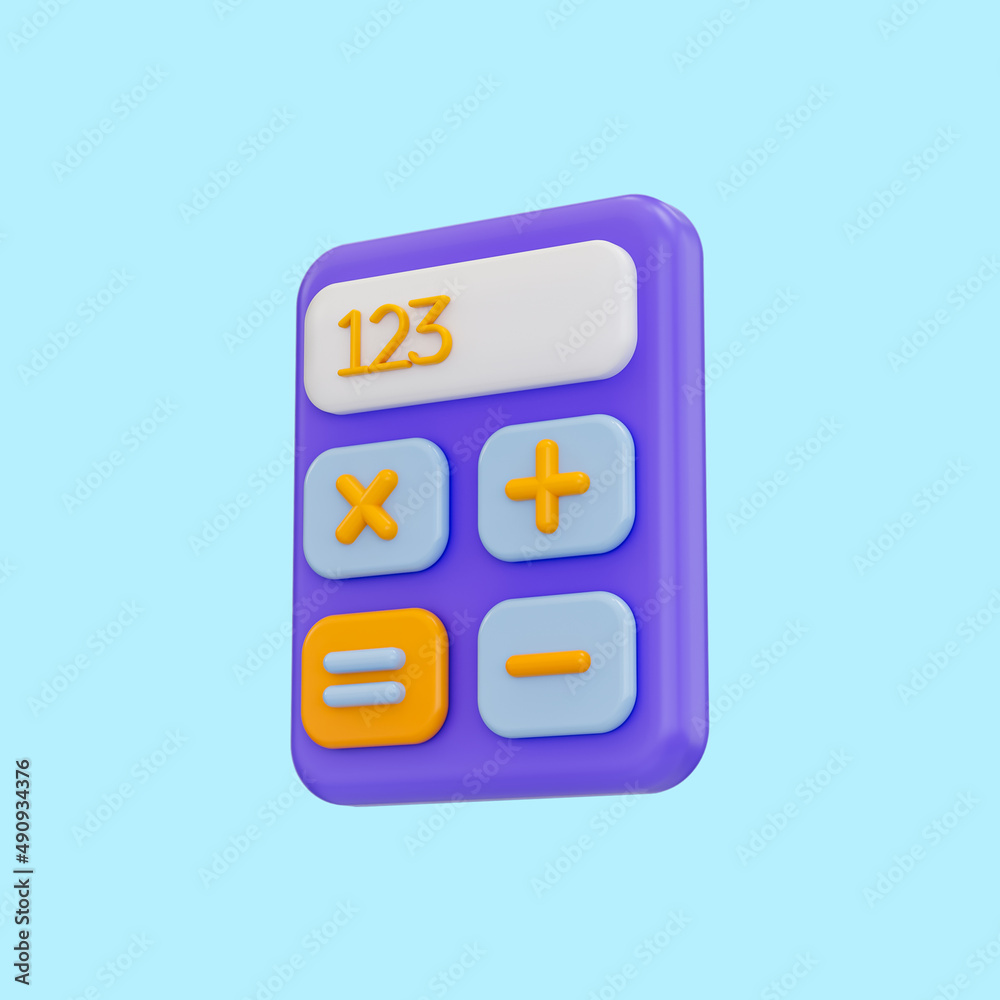cartoon look calculator icon 3d render concept for Digital keypad math solution device cartoon look calculator icon 3d render concept for Digital keypad math solution device