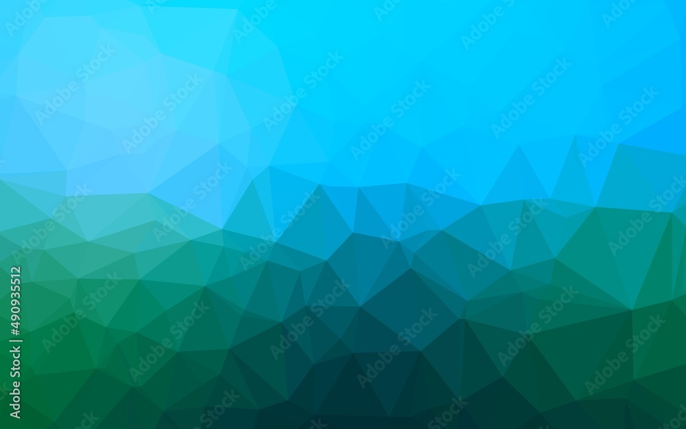 Light Blue, Green vector shining triangular background.