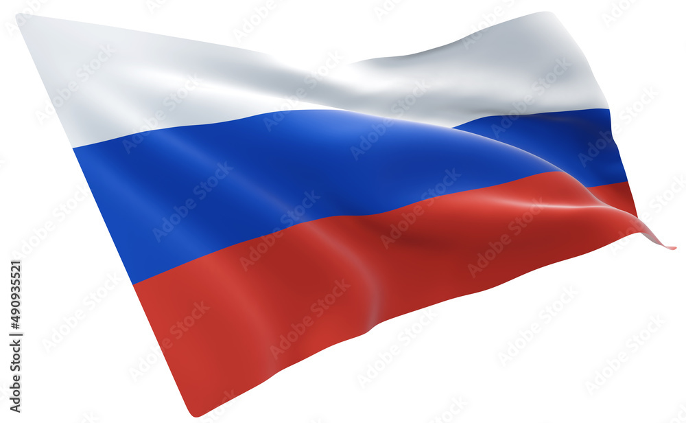 Naklejka premium 3d illustration flag of Russia Federation. close up waving flag of Russia Federation. flag symbol of Russia Federation.