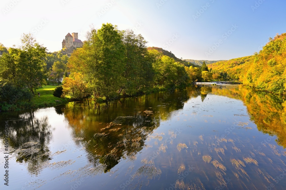 Beautiful autumn landscape in Austria with a nice old Hardegg castle. Beautiful autumn landscape in Austria with a nice old Hardegg castle.