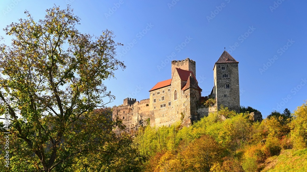 Beautiful autumn landscape in Austria with a nice old Hardegg castle.
