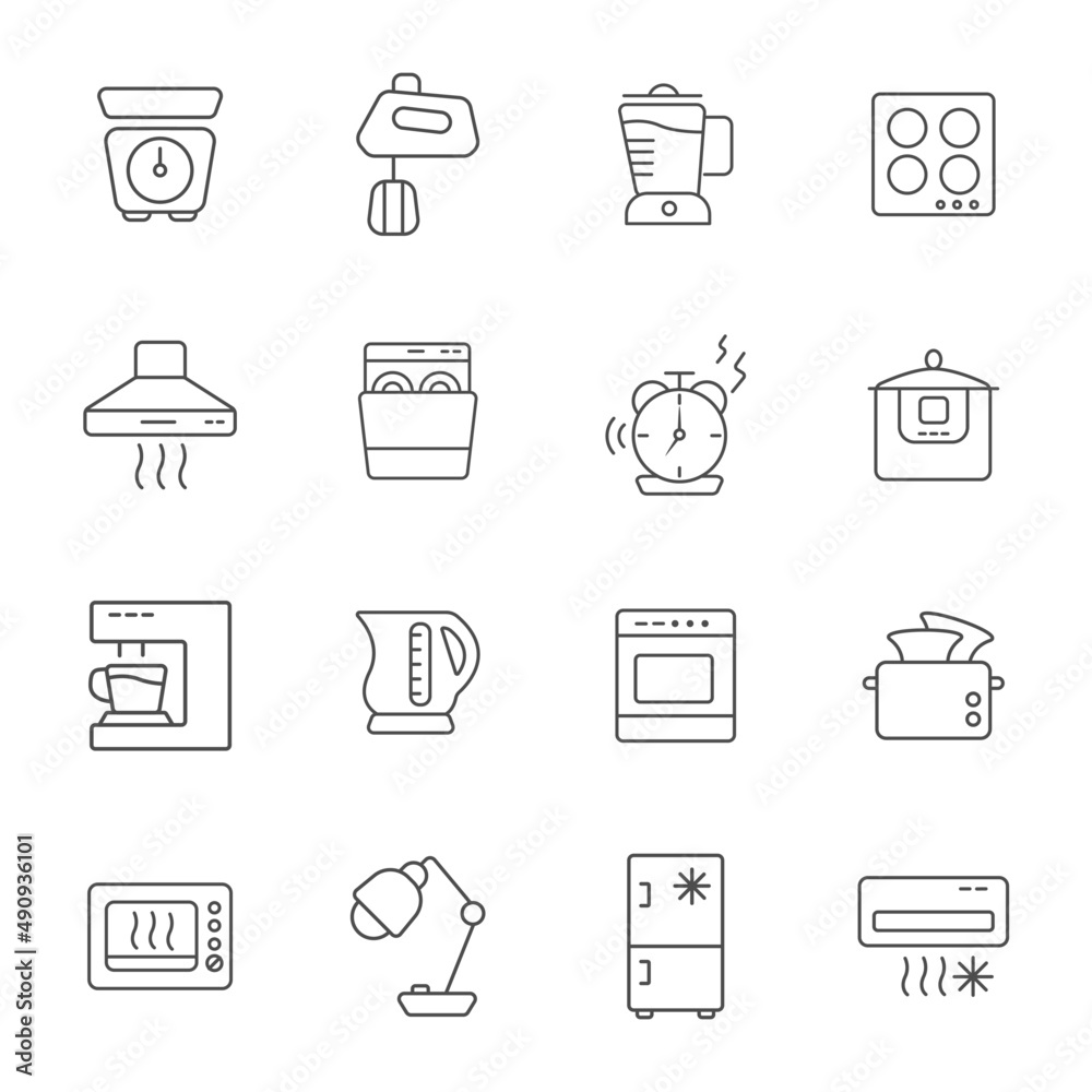 Household icons set . Household pack symbol vector elements for ...