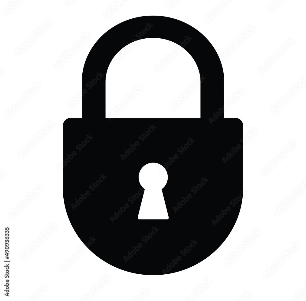 Icon of locked on white background. Padlock Security icon. Pin Locked Icon Icon of locked on white background. Padlock Security icon. Pin Locked Icon