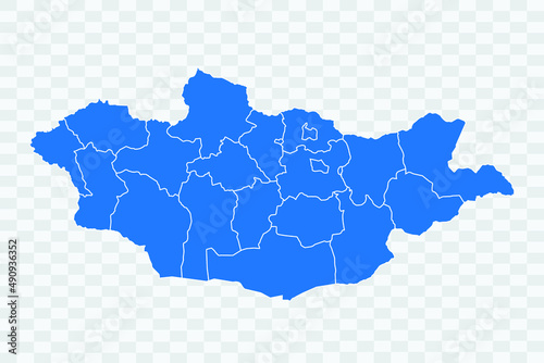 Mongolia Map blue Color on Backgound png