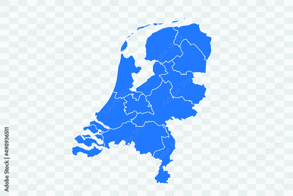 Netherlands Map blue Color on Backgound png