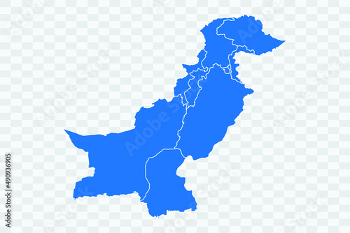 Pakistan Map blue Color on Backgound png