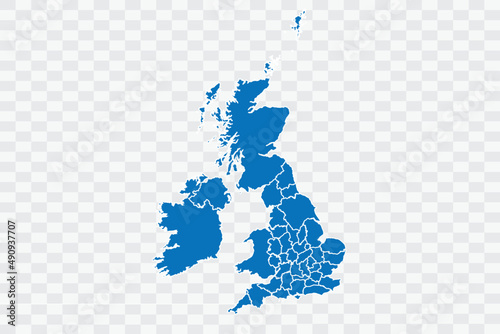 Uk Counties Map blue Color on Backgound png