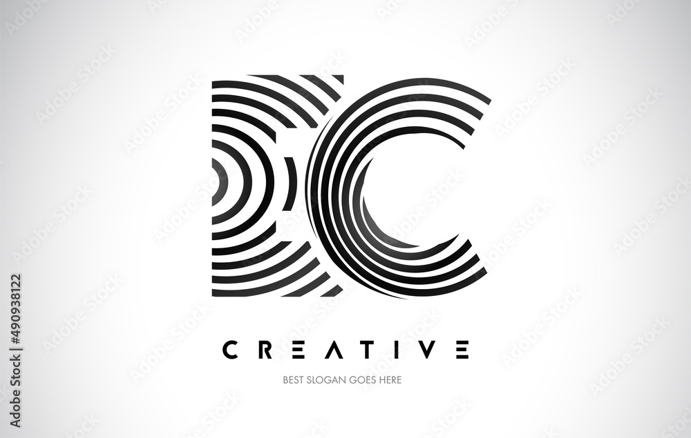 EC Lines Warp Logo Design. Letter Icon Made with Black Circular Lines. EC Lines Warp Logo Design. Letter Icon Made with Black Circular Lines.