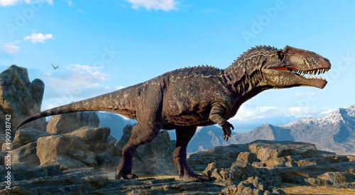 Giganotosaurus from the Cretaceous era 3D illustration