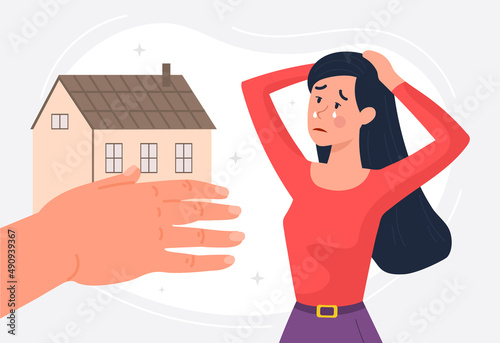 Eviction and mortgage debt abstract concept