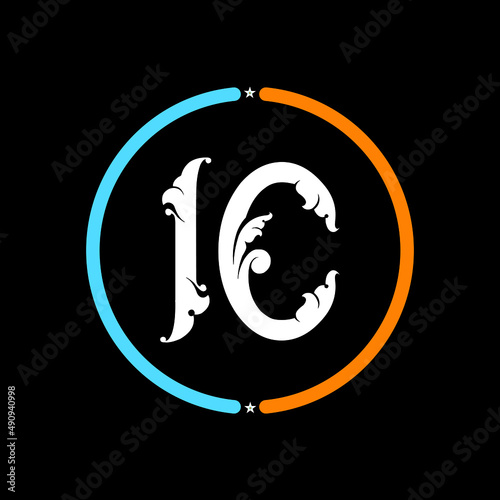 IC  Letter Logo. black background.