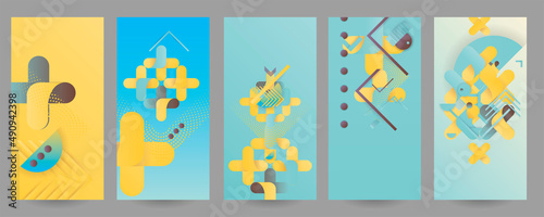 Set of ready-made art cards, convenient abstract background for text, print or social media publication