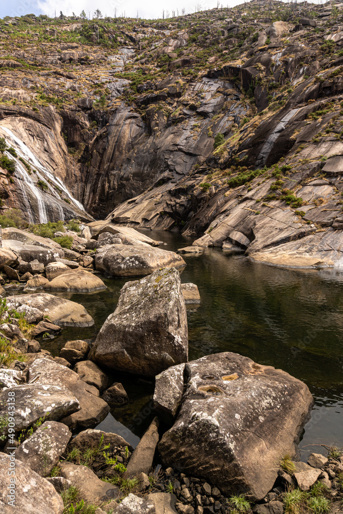 View of the Ezaro Waterfall, in Galicia, Spain. Nature concept. View of the Ezaro Waterfall, in Galicia, Spain. Nature concept.