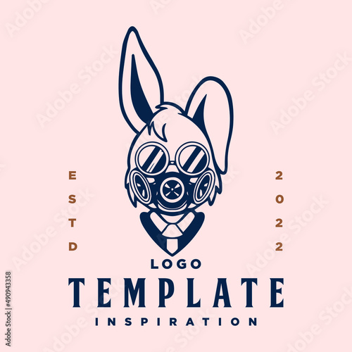 rabbit esport template logo with smoke mask. vector