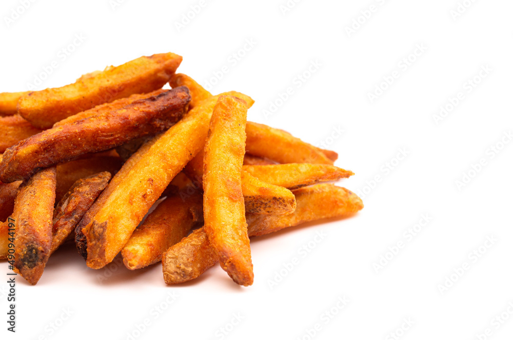 Pile of Crispy French Fries Isolated on a White Background Pile of Crispy French Fries Isolated on a White Background