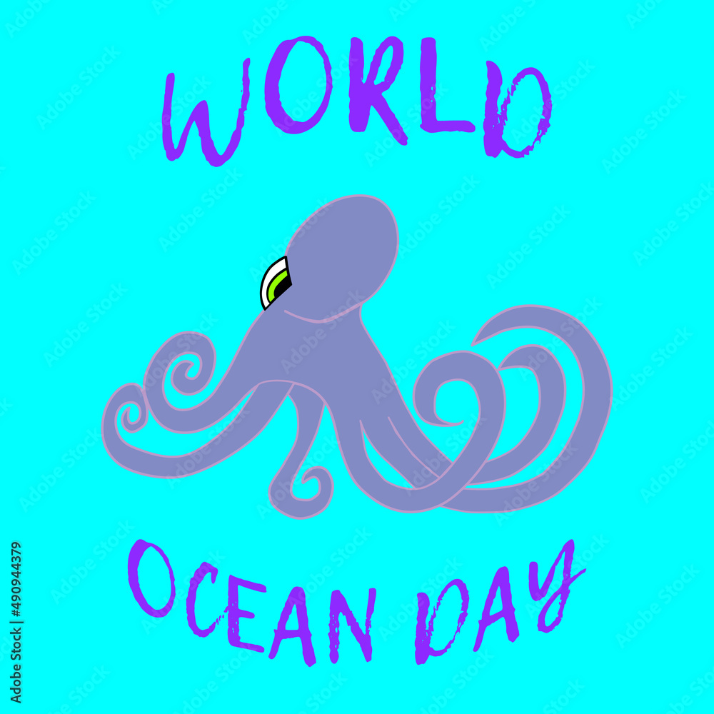 Fototapeta 08.06. - World Ocean Day - Mauve octopus