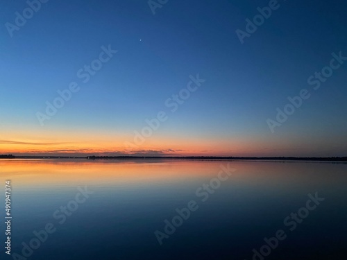 Horizon before sunrise over lake