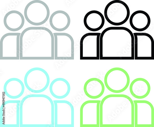 Group of people line. group of line users. group icon. People icon set. People trendy flat style.Persons symbol color line