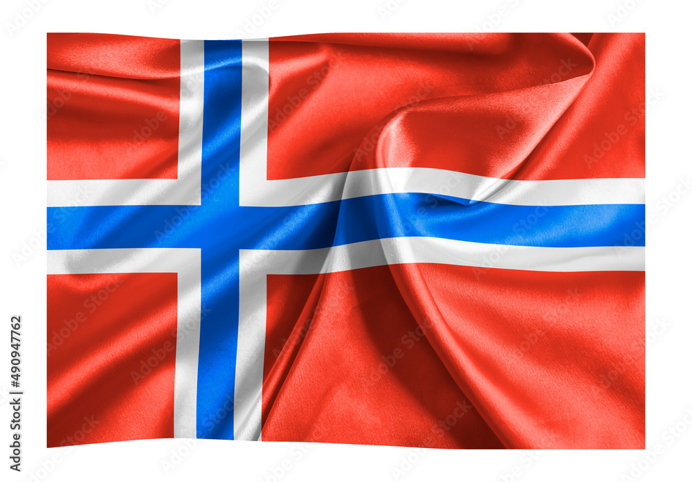 Fototapeta premium Flag of Norway silk fabric background