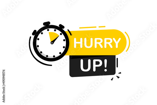 Hurry up label vector icon photo