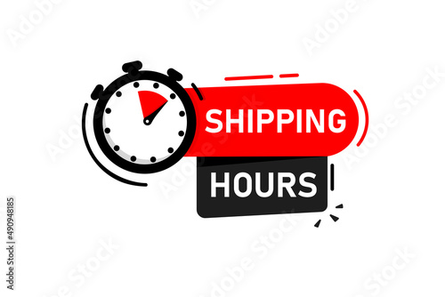 Hours shipping and shopping label icon