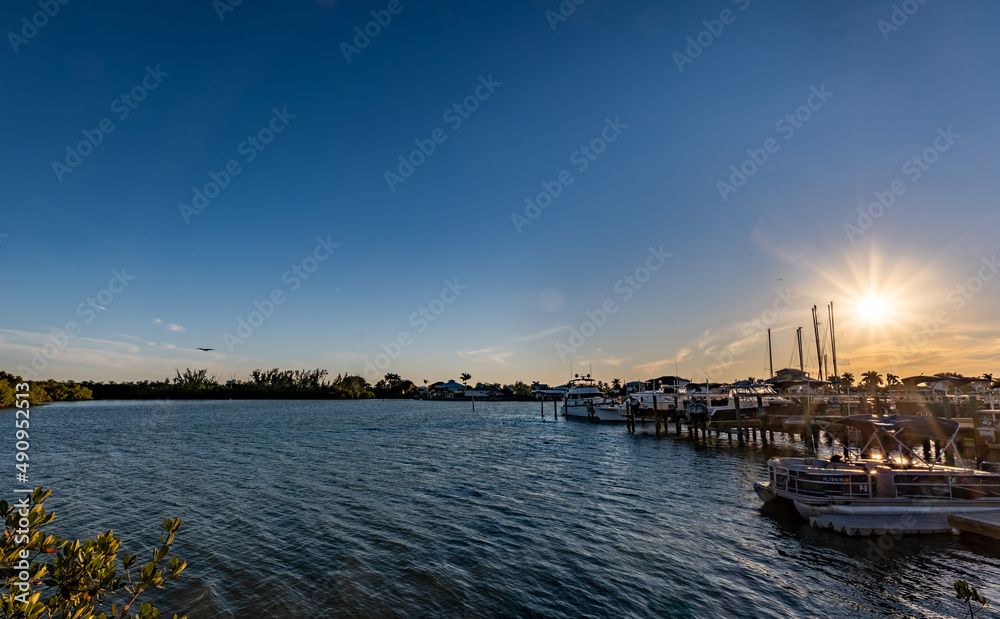 Bay of water next to marina close to Naples, on Gulf of Mexico Florida shore