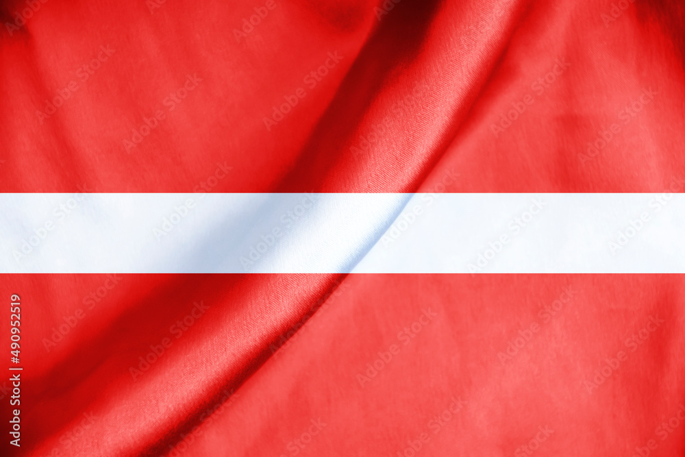 Flag Latvia silk fabric background Flag Latvia silk fabric background