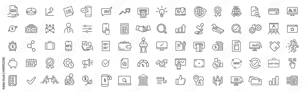 Business and finance line icons collection. Big UI icon set. Thin outline icons pack. Vector illustration eps10