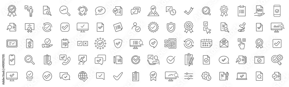 Check and audit line icons collection. Big UI icon set. Thin outline icons pack. Vector illustration eps10 Check and audit line icons collection. Big UI icon set. Thin outline icons pack. Vector illustration eps10