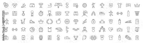 Sport and award line icons collection. Big UI icon set. Thin outline icons pack. Vector illustration eps10