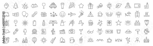 Fotografiet Travel and entertainment line icons collection
