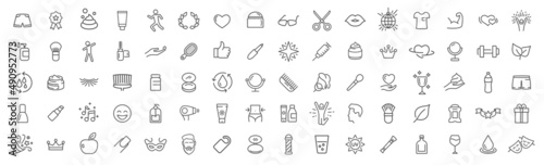 Beauty and care line icons collection. Big UI icon set. Thin outline icons pack. Vector illustration eps10