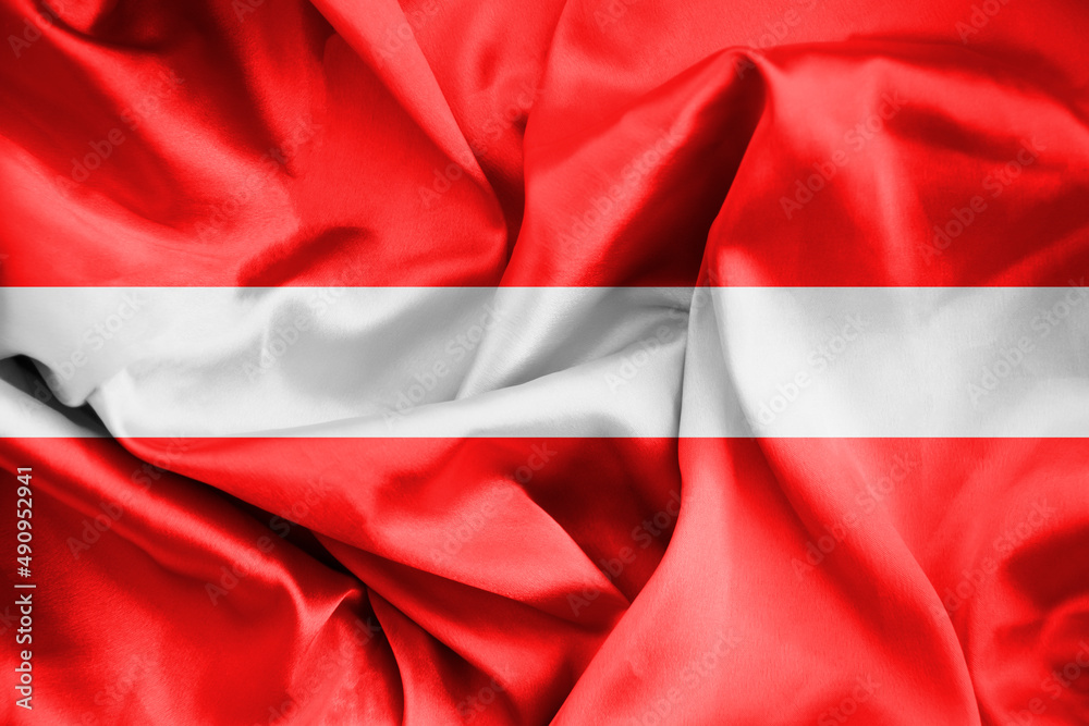 Flag Latvia silk fabric background Flag Latvia silk fabric background