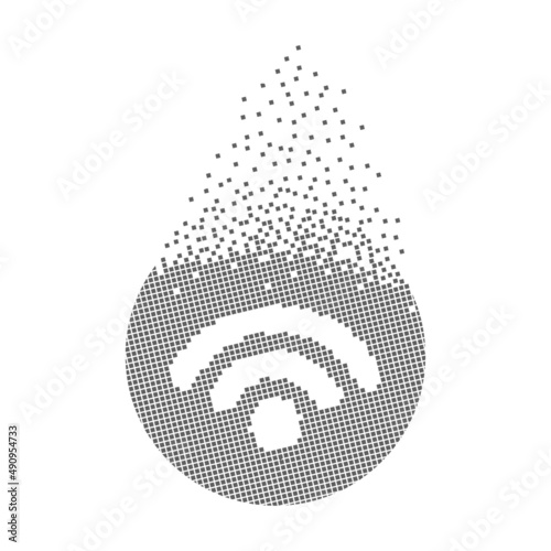Wifi sign pixel dots. Communication, wifi and connecting pixel art. Integrative pixel movement. Creative dissolved moving dot art. Modern icon creative ports vector design.