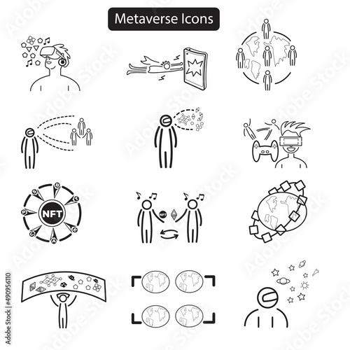 A collection of metaverse icon set, line icons and more. 