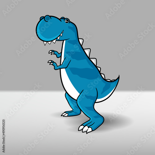 Cute blue t-rex dinosaur. Free Vector flat cartoon style.